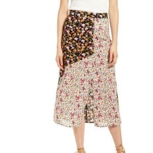 Know one cares mixed floral midi skirt - size small